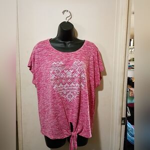 No Boundaries Pink Heart Graphic Short Sleeve Top